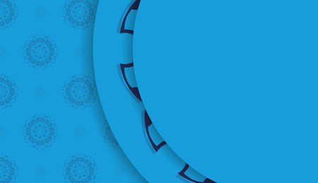 Baner of blue color with Greek ornament for design under your textのイラスト素材