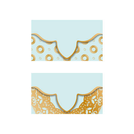 Business card in aquamarine color with luxurious gold ornaments for your personality.のイラスト素材