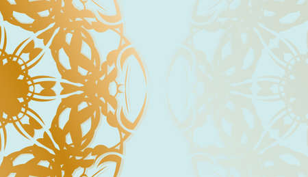 Aquamarine background with greek gold pattern and logo space