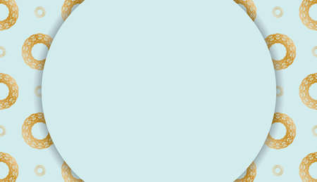 Baner in aquamarine color with luxurious gold ornaments and a place under the logoのイラスト素材
