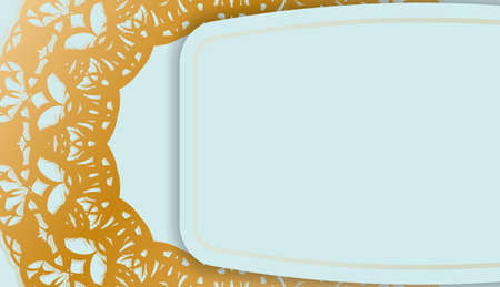 Aquamarine banner with vintage gold pattern and logo spaceのイラスト素材