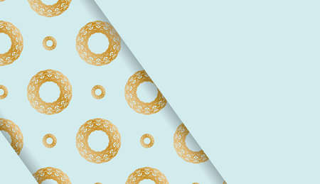 Baner in aquamarine color with a luxurious gold pattern and a place under the logoのイラスト素材