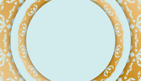 Baner in aquamarine color with a mandala with gold ornaments and a place for textのイラスト素材