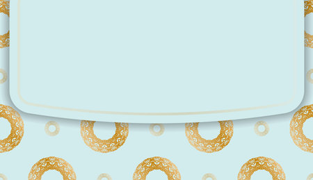 Baner aquamarine color with vintage gold ornament for design under your textのイラスト素材