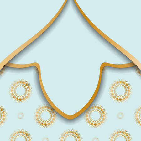 The postcard is aquamarine with a Greek gold pattern and is ready for printing.のイラスト素材