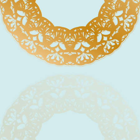 The postcard is aquamarine with luxurious gold ornamentation, ready for printing.