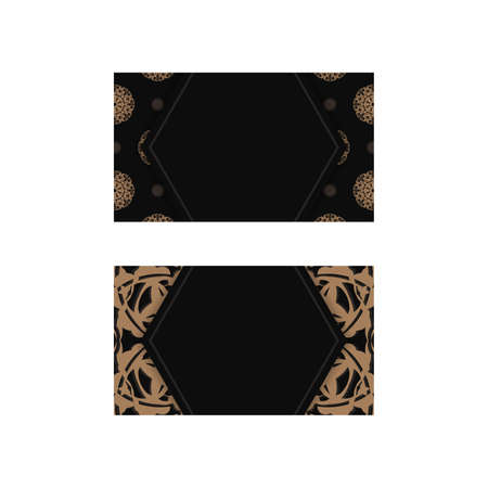 Black business card with vintage brown pattern for your brand.のイラスト素材