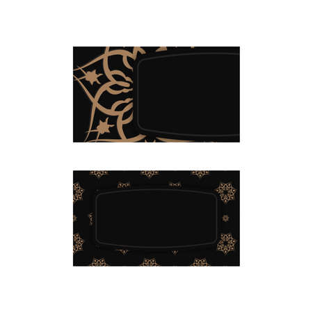 Business card template in black with Indian brown pattern for your business.のイラスト素材