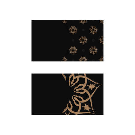Black business card template with greek brown ornaments for your brand.のイラスト素材