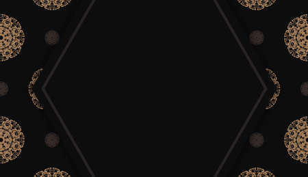 Black banner with vintage brown pattern and space for logo or text