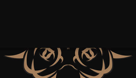 Baner of black color with mandala brown pattern for design under logo or textのイラスト素材