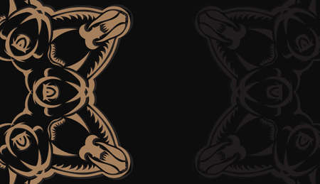 Black background with mandala brown ornament for design under the textのイラスト素材
