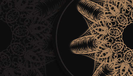 Black background with vintage brown pattern and place for logo or text