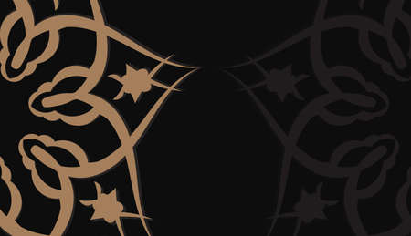 Black banner template with luxurious brown pattern and place under your text