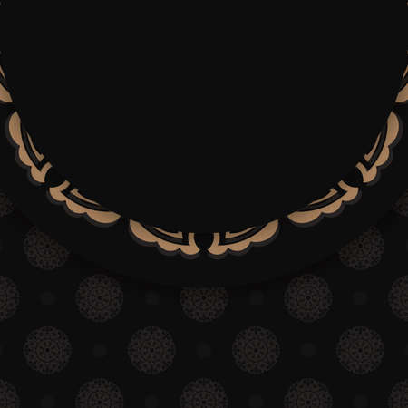 Black postcard with Indian brown ornaments prepared for typography.のイラスト素材