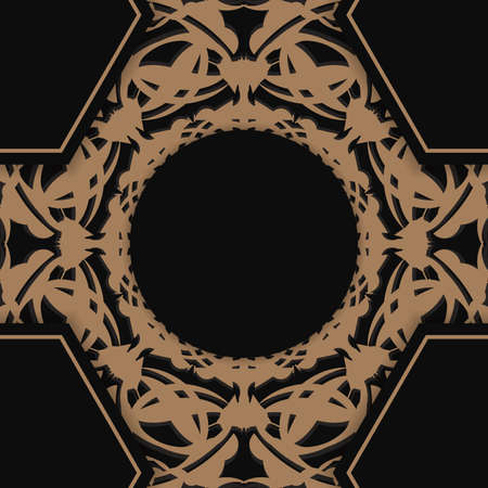 Black postcard with abstract brown ornament for your design.のイラスト素材