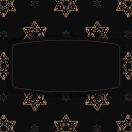 Black color flyer with vintage brown ornament for your design.