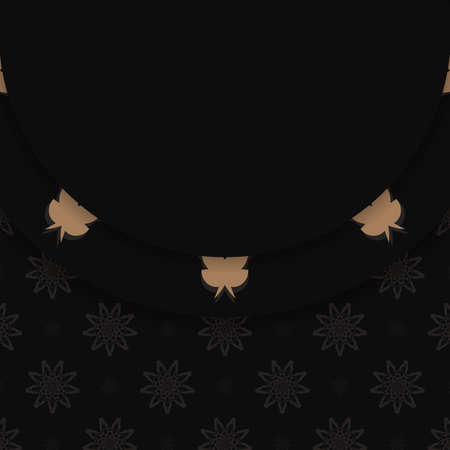 Greeting card in black with Greek brown ornaments prepared for typography.のイラスト素材