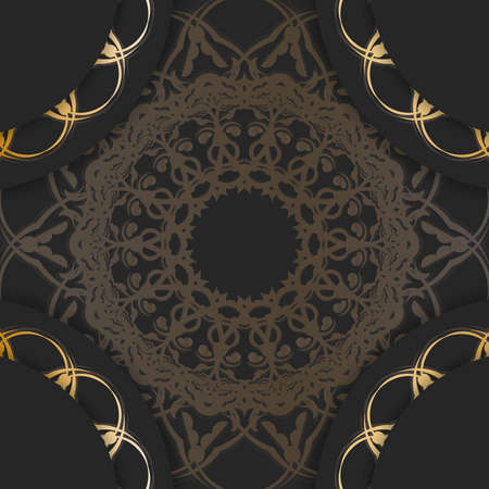 Black Indian gold pattern brochure for your brand.のイラスト素材