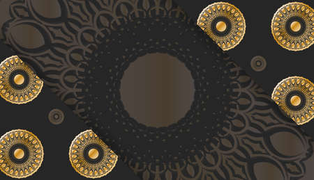 Black banner with vintage gold ornament for design under your logo or textのイラスト素材