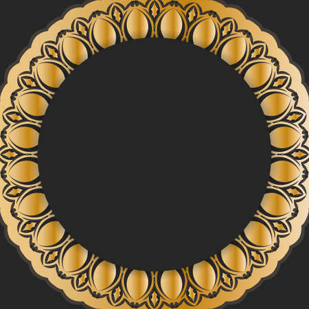 Brochure in black with vintage gold pattern prepared for typography.のイラスト素材