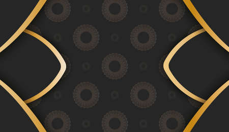 Baner in black with abstract gold ornaments and a place for your logo