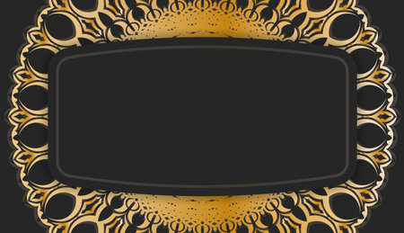Black banner with abstract gold pattern and logo spaceのイラスト素材