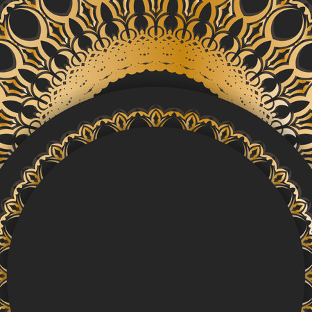 Black postcard with antique gold pattern prepared for typography.のイラスト素材