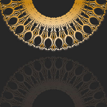 Black postcard with luxurious gold ornaments for your congratulations.のイラスト素材