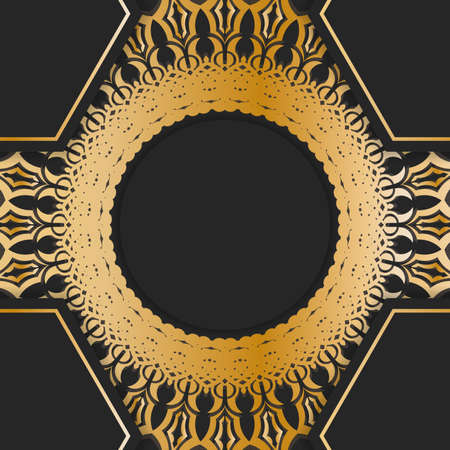 Postcard in black with a luxurious gold pattern for your brand.のイラスト素材