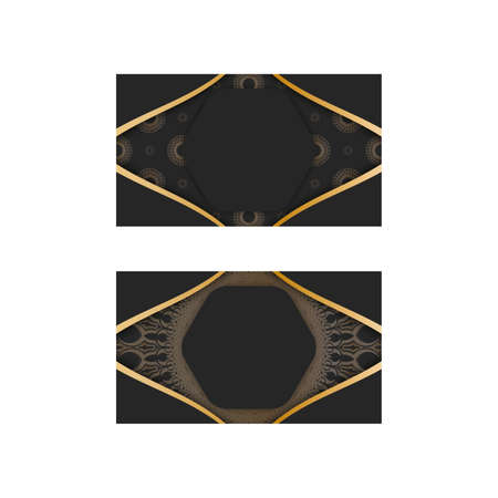Black business card with antique gold pattern for your contacts.のイラスト素材