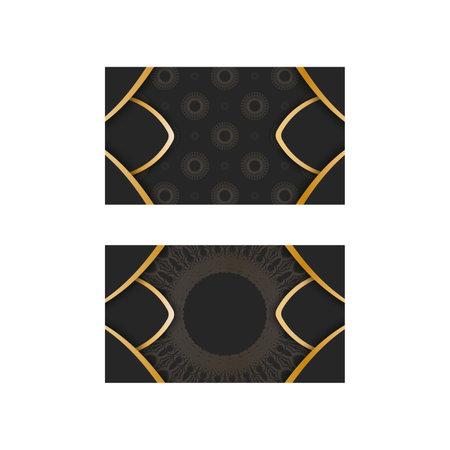 Black business card with vintage gold ornaments for your personality.のイラスト素材