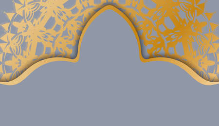 Gray background with vintage gold pattern for design under your textのイラスト素材