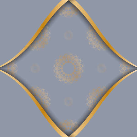 Greyscale greeting card with Indian gold pattern for your design.のイラスト素材