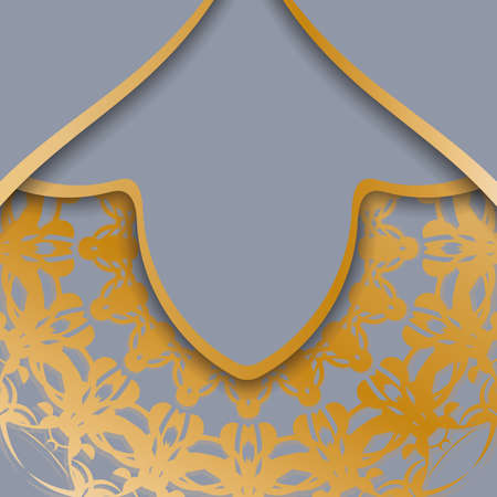 Greeting card in gray with Greek gold ornaments for your congratulations.