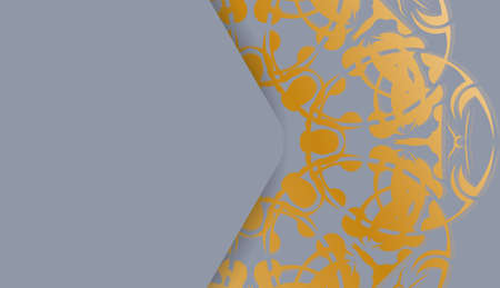 Gray color banner with indian gold patternのイラスト素材