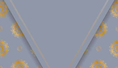 Baner of gray color with a mandala with a gold pattern and a place for the text