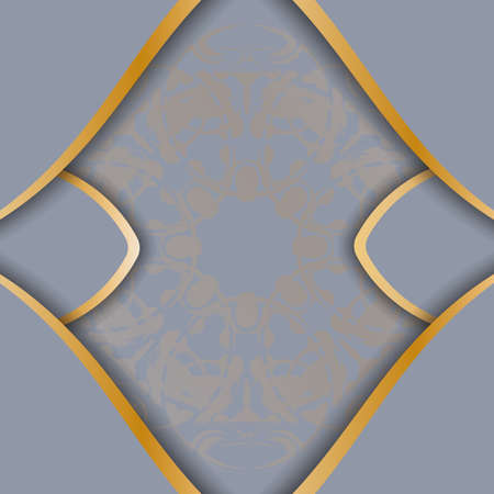 Greyscale postcard with vintage gold ornament prepared for typography.のイラスト素材