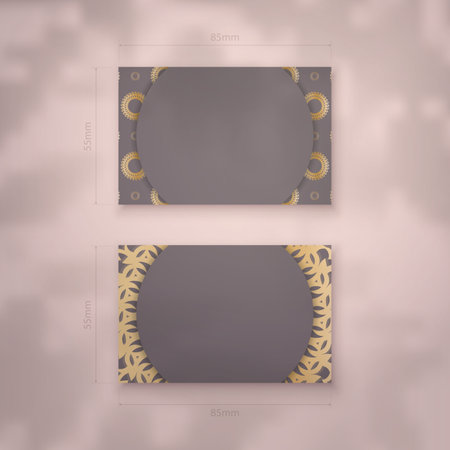 Business card in brown color with mandala gold ornament for your personality.のイラスト素材