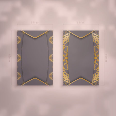 Presentable business card in brown color with Greek gold ornaments for your contacts.のイラスト素材