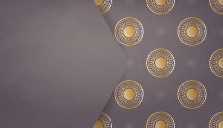 Brown banner with vintage gold ornament for design under your textのイラスト素材