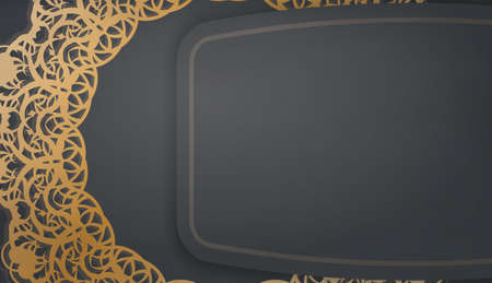 Black banner template with antique gold ornaments and place for your text