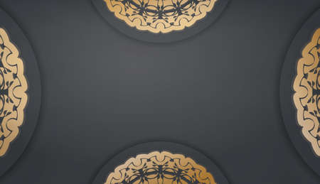 Black banner template with greek gold ornaments and text spaceのイラスト素材