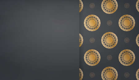 Black banner template with vintage gold ornament for design under your textのイラスト素材