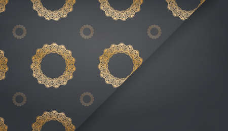 Black banner template with greek gold pattern and place under your text