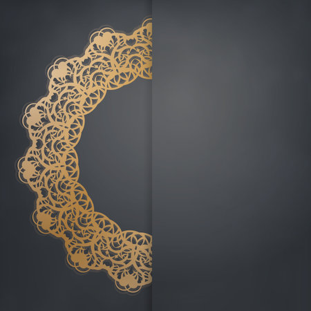 Flyer template in black with luxurious gold ornamentation prepared for typography.のイラスト素材