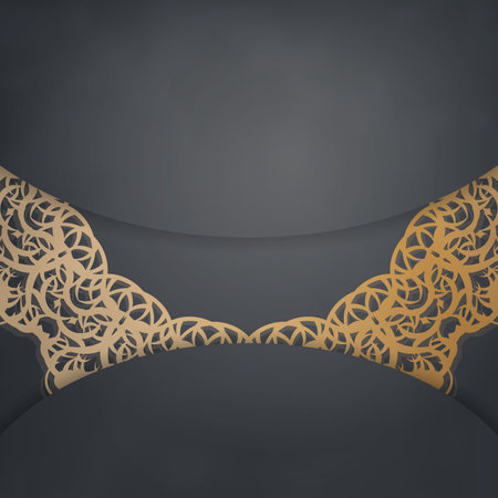 Black color flyer template with luxury gold pattern for your brand.のイラスト素材