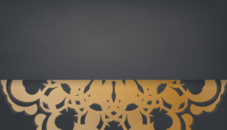 Black banner template with mandala gold ornament for design under your logoのイラスト素材