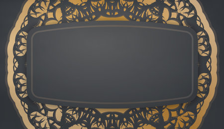 Black banner template with Greek gold ornaments and place for your logoのイラスト素材