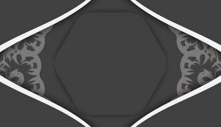 Baner in black with Greek white ornaments and a place for your logoのイラスト素材